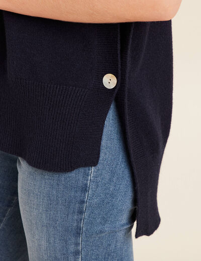 Pull sans manches à capuche bleu foncé femme