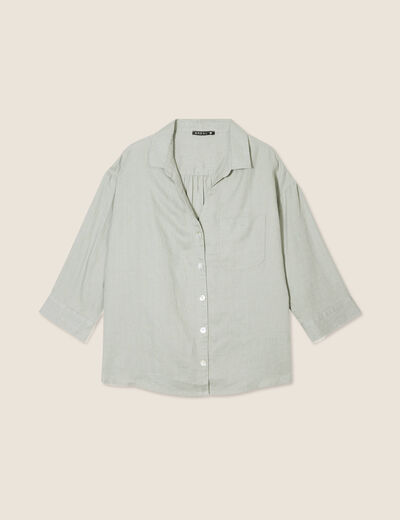 Chemise manches 3/4 vert clair femme