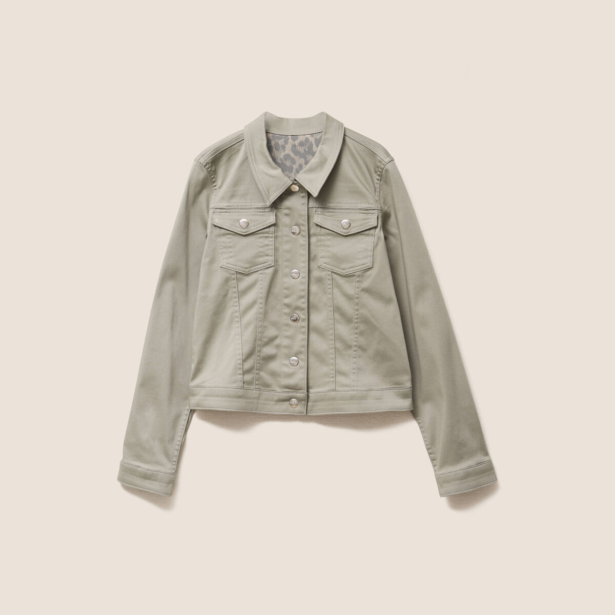 veste cintrée réversible sans col vert olive femme