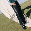 Pantalon similicuir droit 7/8&egrave;me noir femme
