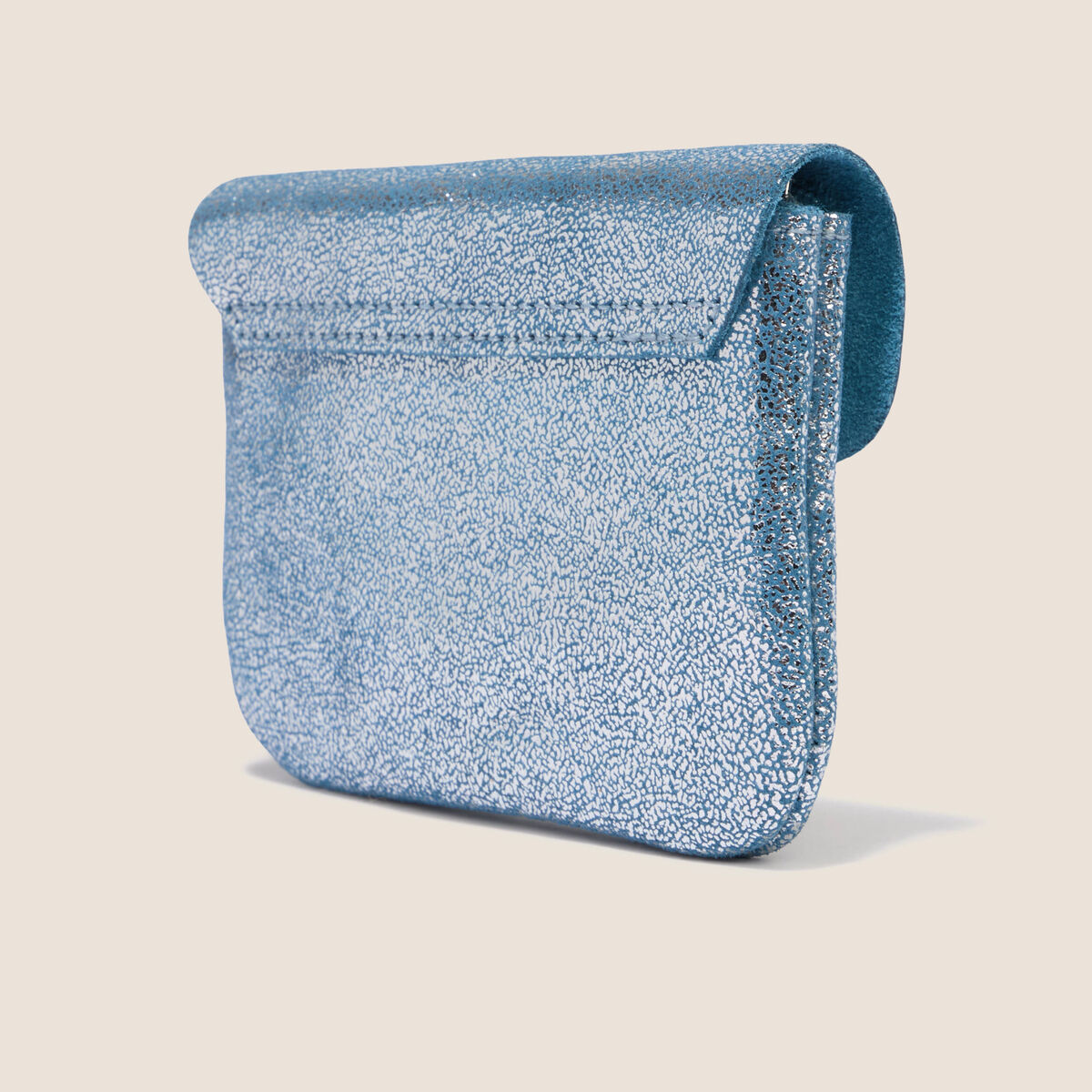 Porte-monnaie en cro&ucirc;te de cuir bleu roi femme