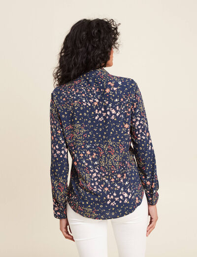 Chemise manches longues bleu marine femme