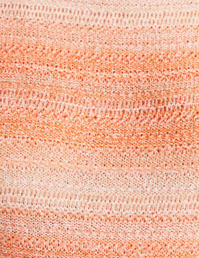 Pull col rond manches courtes orange fluo femme
