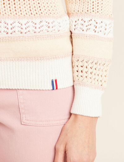 Pull manches longues beige femme