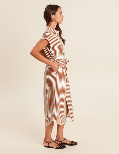 Robe droite fluide col chemise blanc femme