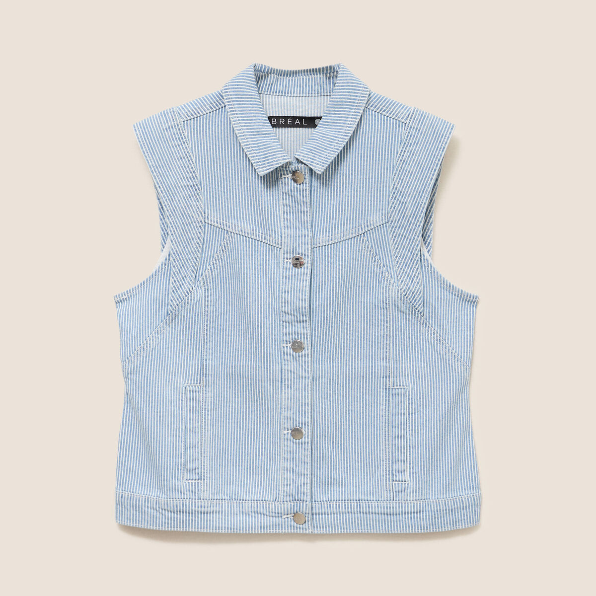 Veste sans manches en jean bleu femme
