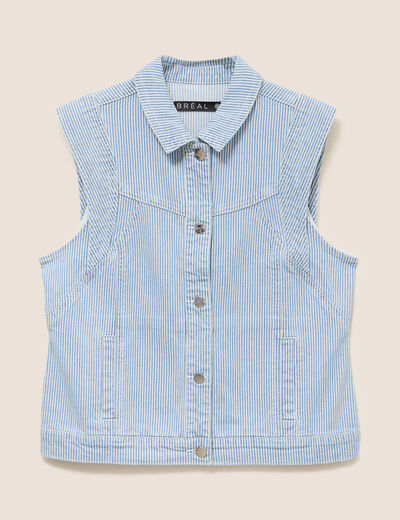 Veste sans manches en jean bleu femme
