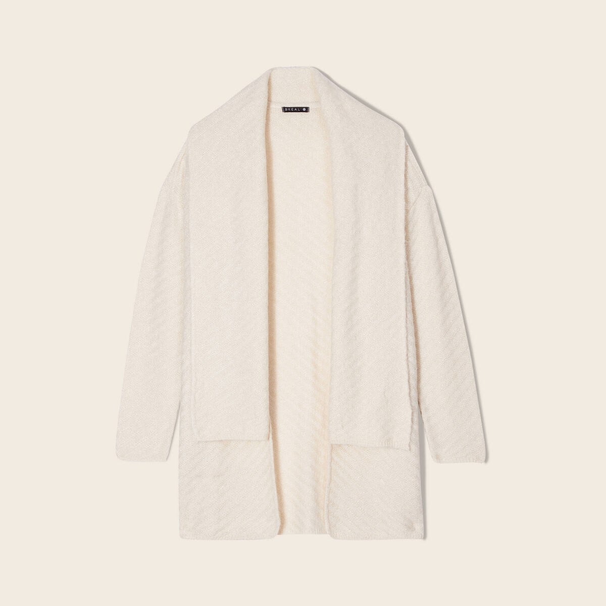 Gilet manches longues creme femme