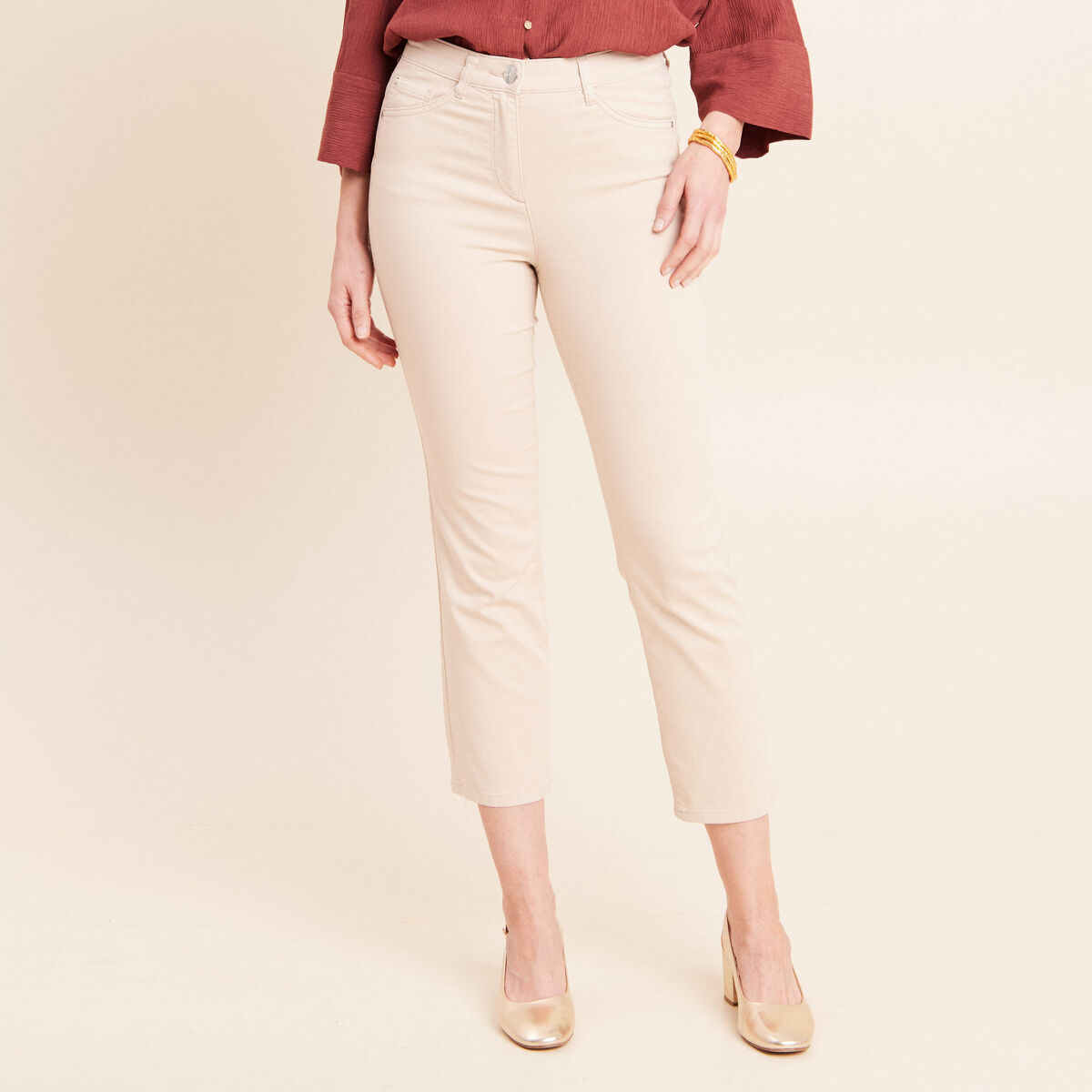 Pantalon magique Le L&eacute;ger coupe droite sable femme