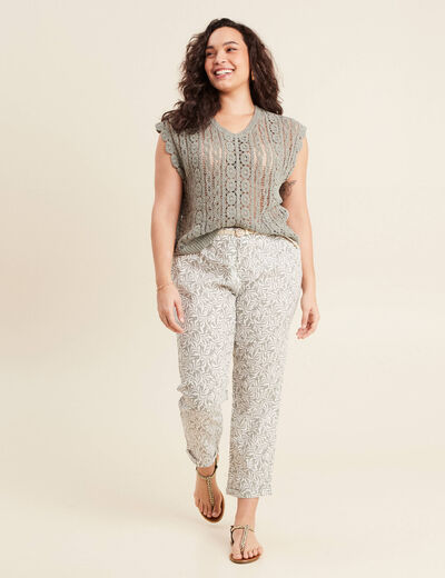 Débardeur macramé vert clair femme