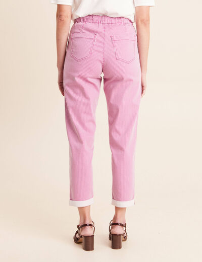 Pantalon coupe mom 7/8&egrave;me rose femme