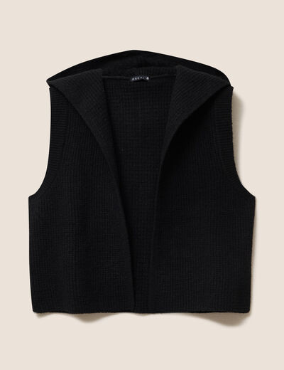 Veste sans manches &agrave; capuche noir femme