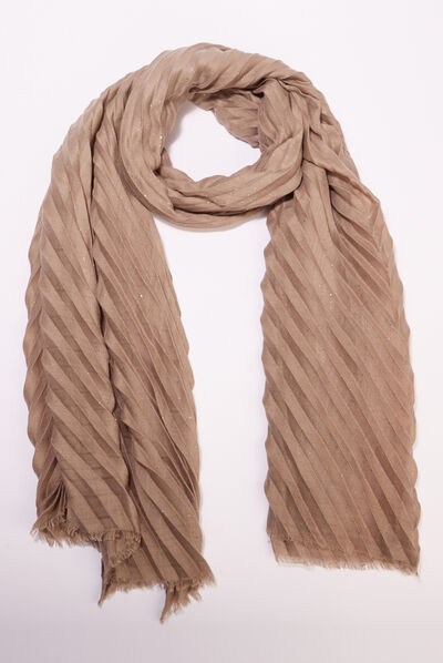Foulard plissé taupe femme