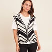 Gilet court droit col v en coton noir femme
