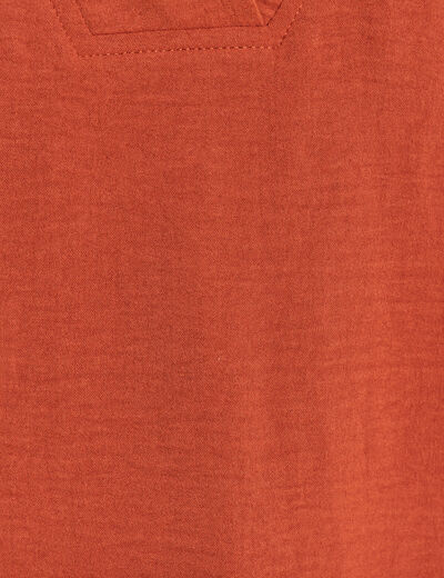 Blouse fluide manches courtes marron fonc&eacute; femme