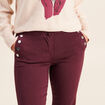Pantalon coupe bootcut &agrave; pont prune femme