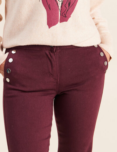 Pantalon coupe bootcut &agrave; pont prune femme