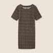 Robe droite courte en maille col rond noir femme