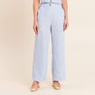 Pantalon large taille haute bleu femme