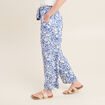 Pantalon ample taille haute bleu femme