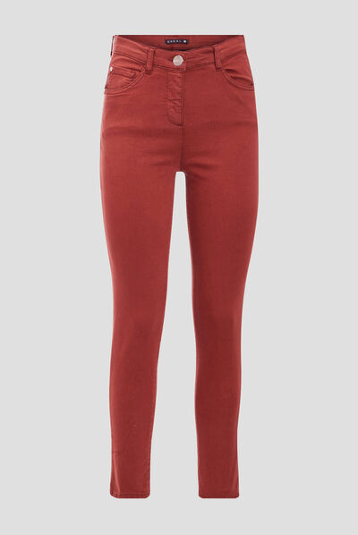 Pantalon léger taille standard 7/8ème marron cognac femme