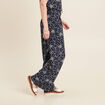 Pantalon large taille haute bleu foncé femme