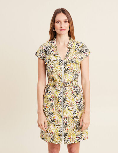 Robe droite zippée vert femme
