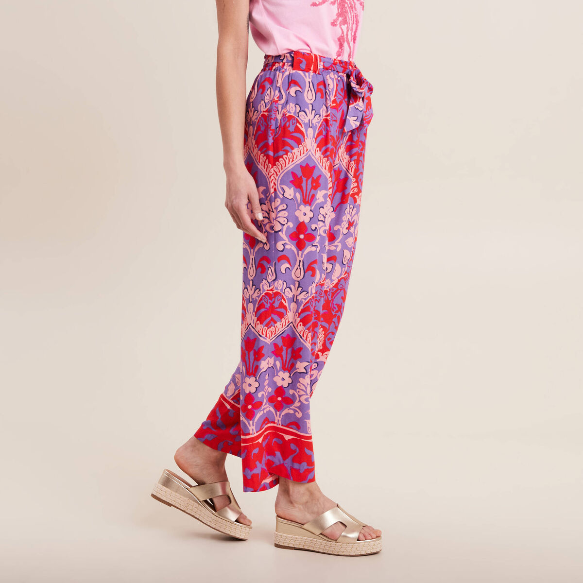 Pantalon flou rouge femme
