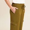 Pantalon cargo lien à nouer vert olive femme