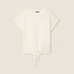 Blouse manches courtes nouée ecru femme