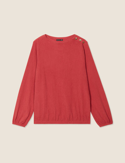 T-shirt manches longues rouge foncé femme