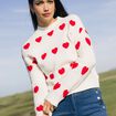 Pull col rond manches longues rouge femme