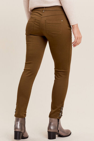 Pantalon ajusté 7/8ème vert olive femme