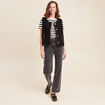 Jean droit taille haute long denim gris femme