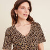 T-shirt col V manches courtes noir femme