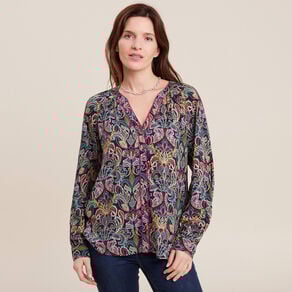 Blouse manches longues multicolore femme