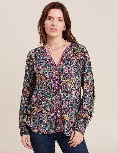 Blouse manches longues multicolore femme