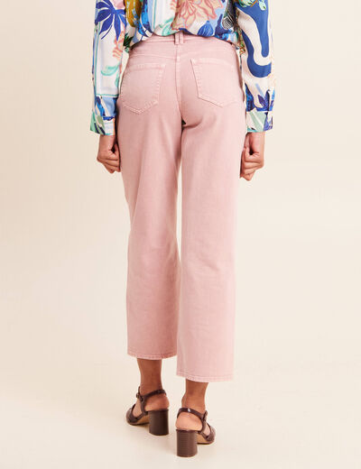 Jean coupe large 7/8&egrave;me taille haute rose femme