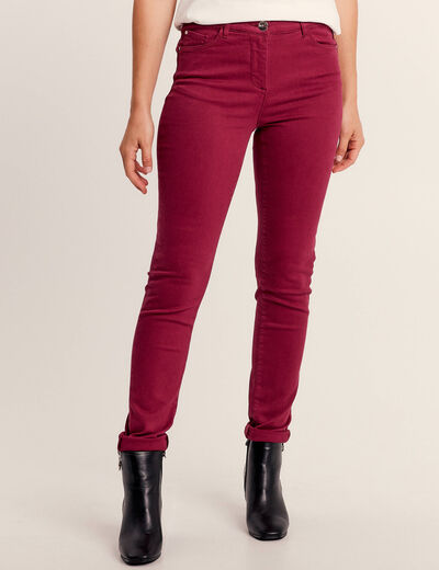 Jean magique ajusté taille standard rouge foncé femme