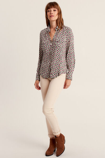 Chemise manches longues rose fushia femme