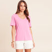 T-shirt manches courtes rose fushia femme