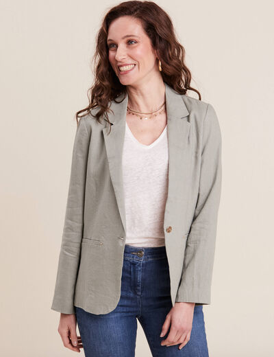 Veste esprit tailleur cintrée vert clair femme