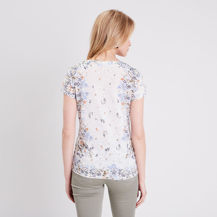 T-shirt manches courtes ecru femme