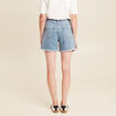 Short large taille haute en jean denim double stone femme