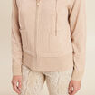 Gilet droit mi-long &agrave; capuche creme femme