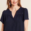 Blouse manches courtes bleu marine femme