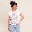 T-shirt col rond manches courtes ecru femme