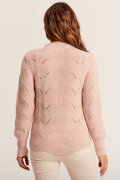 Pull manches longues vieux rose femme