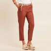 Pantalon flou ceinturé marron foncé femme