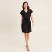 Robe droite col en V noir femme